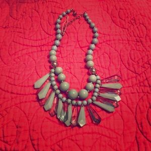 Turquoise bead and lucite statement necklace